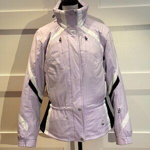 SPYDER - fitted ski jacket - soft lilac with black and white accents - size 8